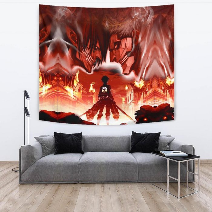 burning attack on titan tapestry 550807 - Attack On Titan Merch