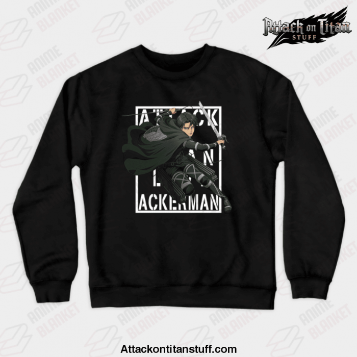 2021 attack on titan levi ackerman crewneck sweatshirt black s 942 - Attack On Titan Merch