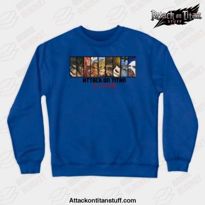 anime 2021 attack on titan crewneck sweatshirt blue s 185 - Attack On Titan Merch