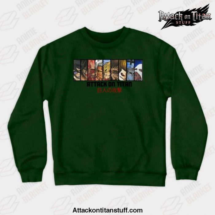 anime 2021 attack on titan crewneck sweatshirt green s 336 - Attack On Titan Merch