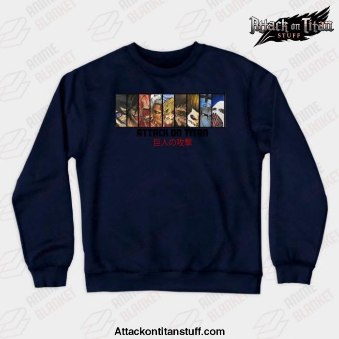 anime 2021 attack on titan crewneck sweatshirt navy blue s 579 - Attack On Titan Merch