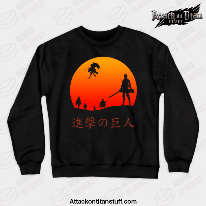 aot scout regiment crewneck sweatshirt black s 963 - Attack On Titan Merch