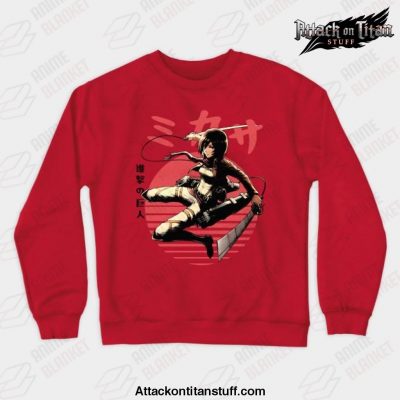 ato mikasa crewneck sweatshirt white s 496 - Attack On Titan Merch