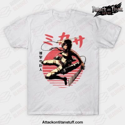 ato mikasa t shirt white s 185 - Attack On Titan Merch