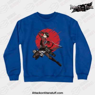 attack on titan anime captain levi crewneck sweatshirt blue s 682 - Attack On Titan Merch