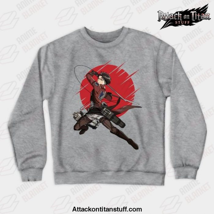 attack on titan anime captain levi crewneck sweatshirt gray s 393 - Attack On Titan Merch