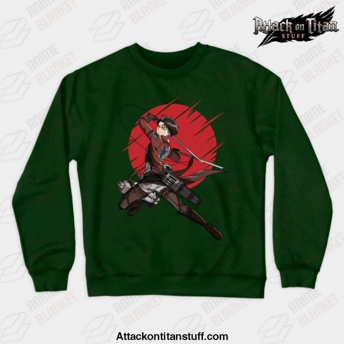 attack on titan anime captain levi crewneck sweatshirt green s 362 - Attack On Titan Merch