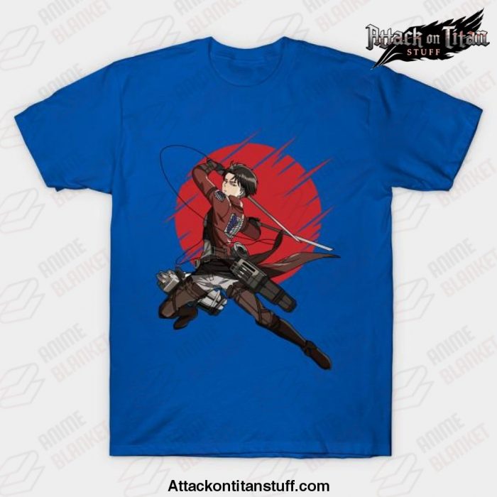 attack on titan anime captain levi t shirt blue s 585 - Attack On Titan Merch