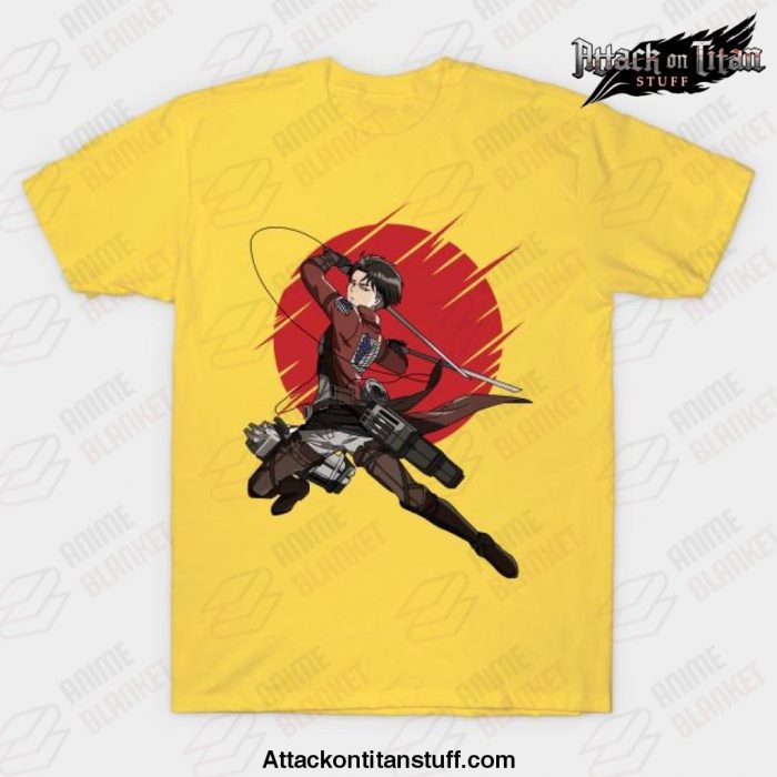 attack on titan anime captain levi t shirt yellow s 218 - Attack On Titan Merch