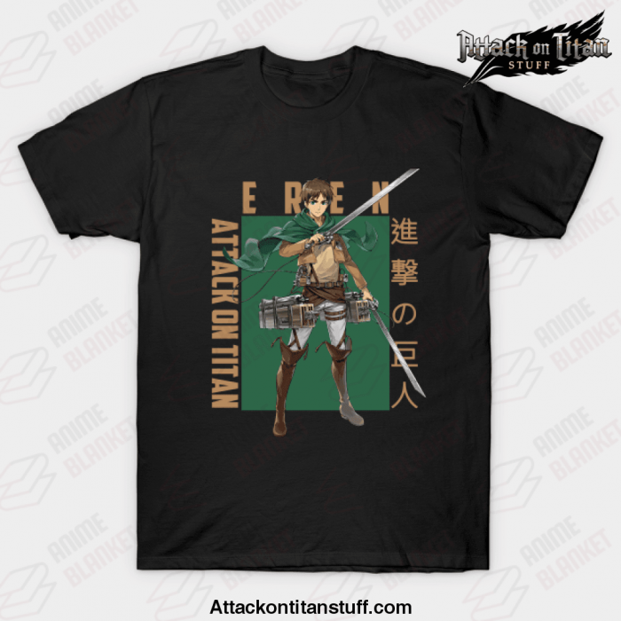 attack on titan eren yeager t shirt black s 615 - Attack On Titan Merch