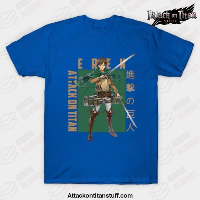 attack on titan eren yeager t shirt blue s 429 - Attack On Titan Merch