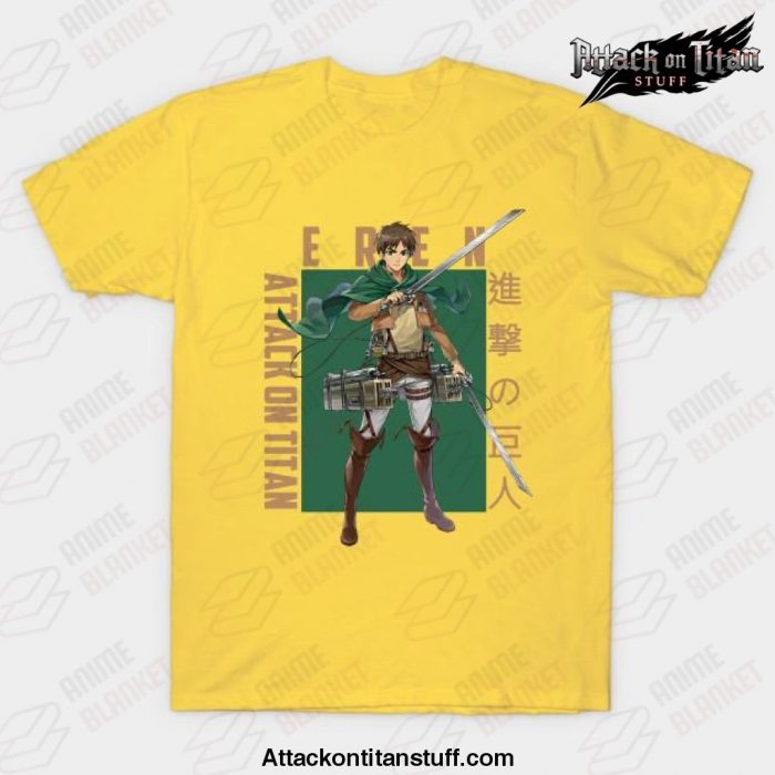 attack on titan eren yeager t shirt yellow s 706 - Attack On Titan Merch