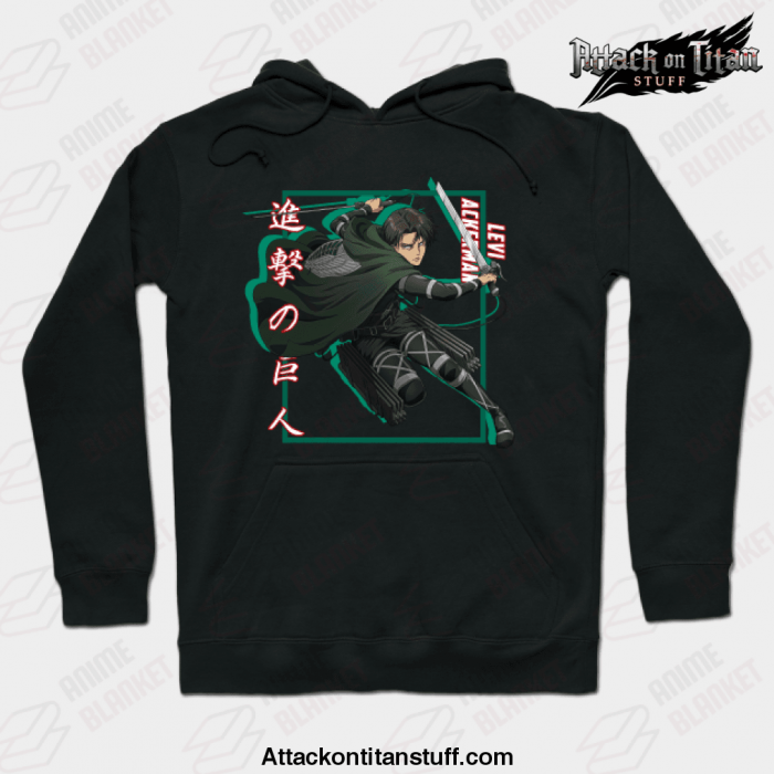 attack on titan levi ackerman shadow design hoodie black s 318 - Attack On Titan Merch