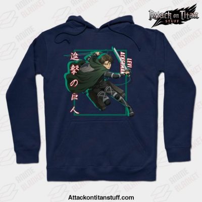 attack on titan levi ackerman shadow design hoodie navy blue s 474 - Attack On Titan Merch