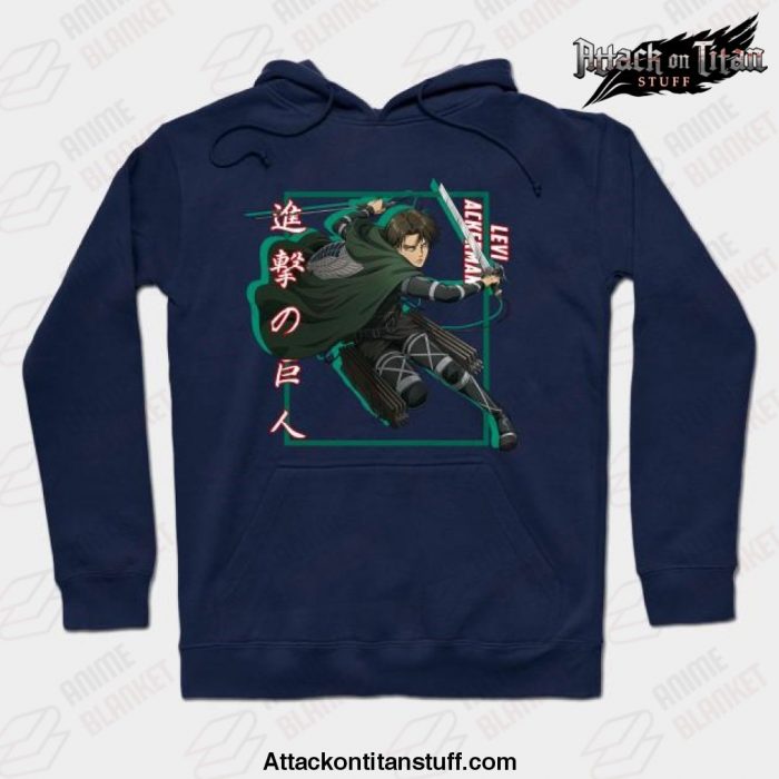 attack on titan levi ackerman shadow design hoodie navy blue s 474 - Attack On Titan Merch