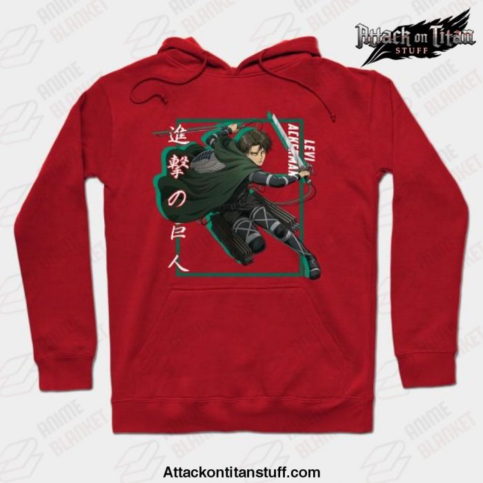 attack on titan levi ackerman shadow design hoodie red s 949 - Attack On Titan Merch