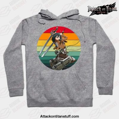 attack on titan mikasa ackerman 80s sunset hoodie gray s 656 - Attack On Titan Merch