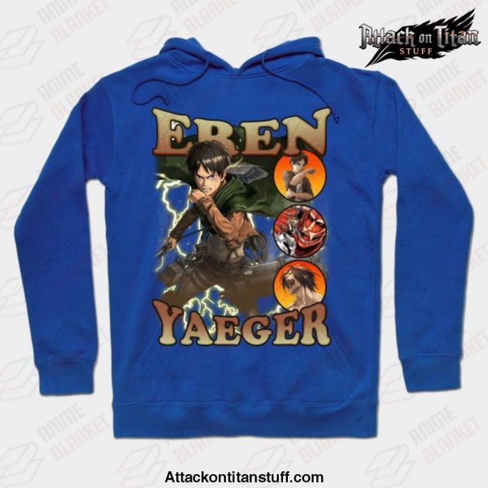 attack on titan shingeki no kyojin eren yaeger bootleg vol 1 hoodie blue s 707 - Attack On Titan Merch