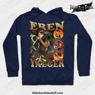 attack on titan shingeki no kyojin eren yaeger bootleg vol 1 hoodie navy blue s 641 - Attack On Titan Merch