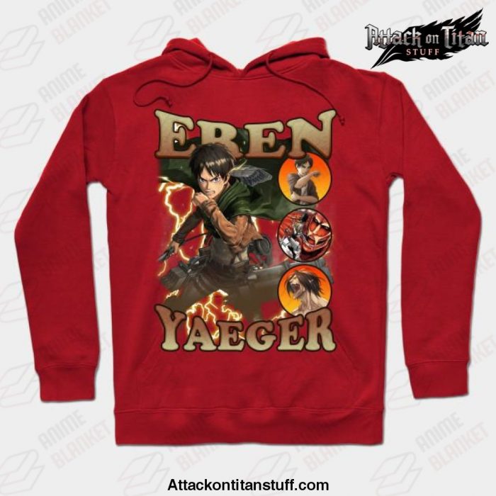 attack on titan shingeki no kyojin eren yaeger bootleg vol 1 hoodie red s 318 - Attack On Titan Merch