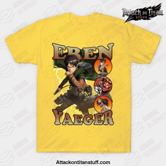 attack on titan shingeki no kyojin eren yaeger bootleg vol t shirt yellow s 473 - Attack On Titan Merch