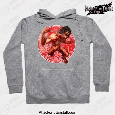 eren yeager hoodie gray s 390 - Attack On Titan Merch