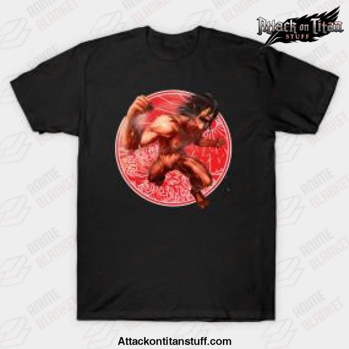 eren yeager t shirt black s 729 - Attack On Titan Merch