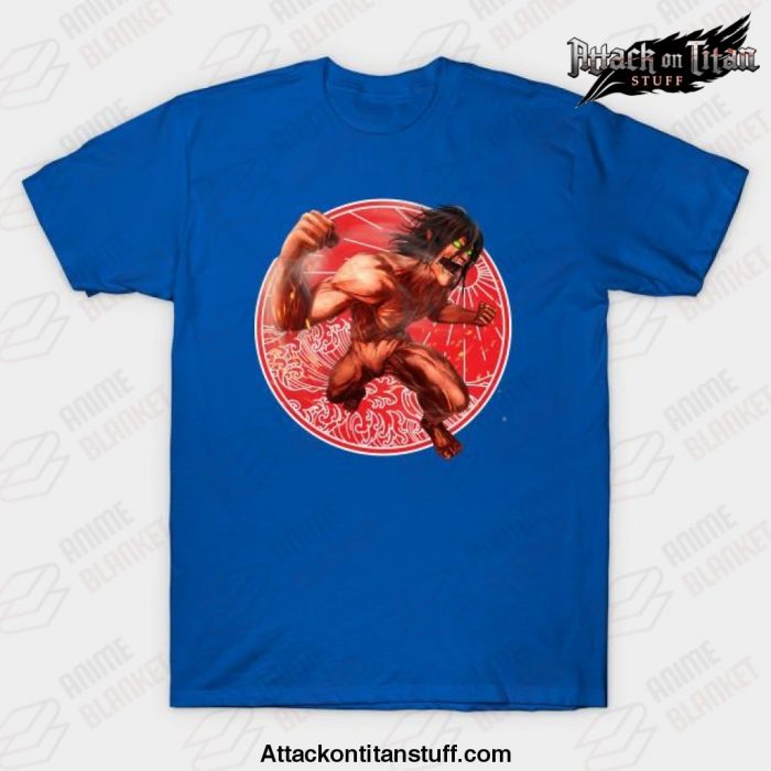 eren yeager t shirt blue s 251 - Attack On Titan Merch