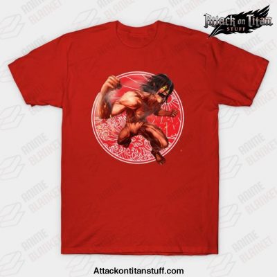 eren yeager t shirt red s 825 - Attack On Titan Merch