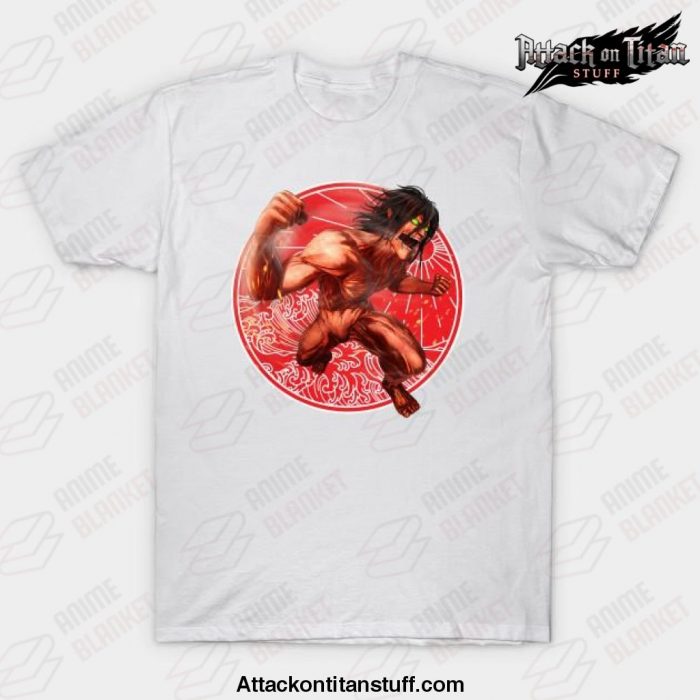 eren yeager t shirt white s 852 - Attack On Titan Merch