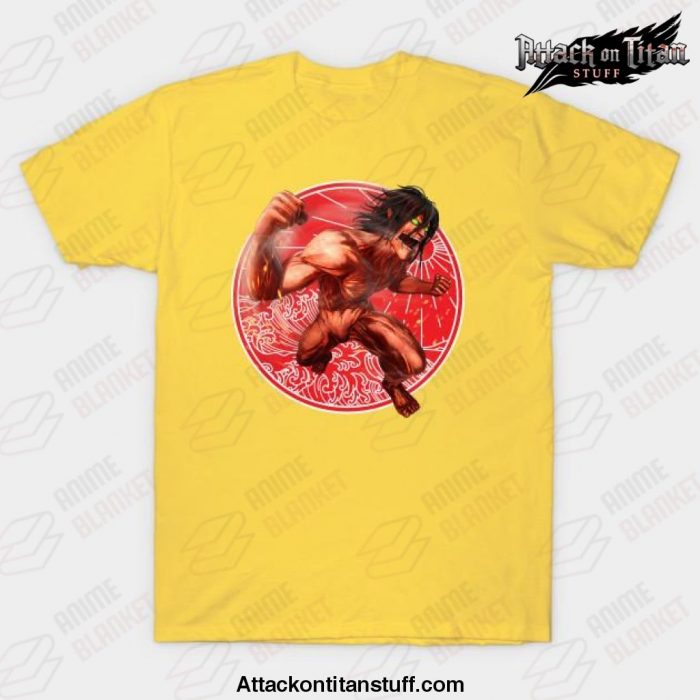 eren yeager t shirt yellow s 273 - Attack On Titan Merch