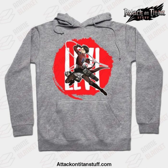 hot aot levi ackerman hoodie gray s 164 - Attack On Titan Merch