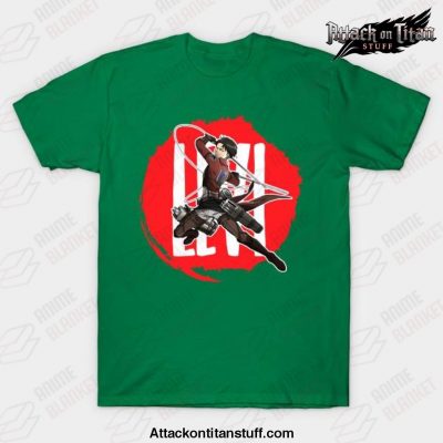 hot aot levi ackerman t shirt green s 556 - Attack On Titan Merch