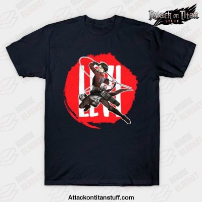 hot aot levi ackerman t shirt navy blue s 634 - Attack On Titan Merch