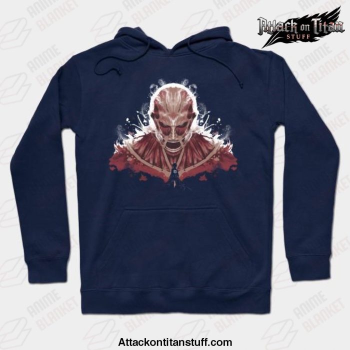 ink on titan hoodie navy blue s 963 - Attack On Titan Merch