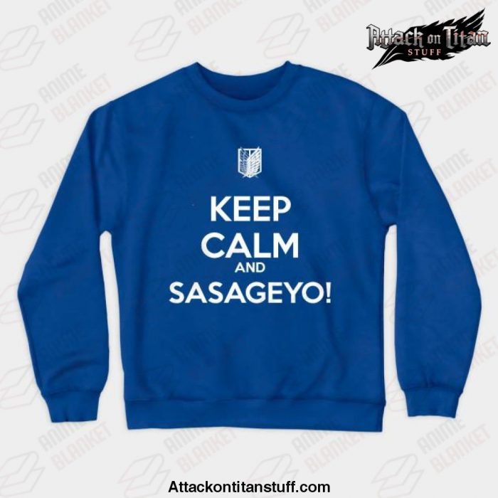 keep calm and sasageyo crewneck sweatshirt green 5xl 143 - Attack On Titan Merch