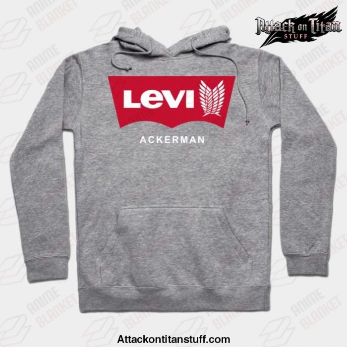 levi ackerman aot anime hoodie gray s 359 - Attack On Titan Merch