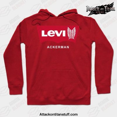 levi ackerman aot anime hoodie red s 202 - Attack On Titan Merch