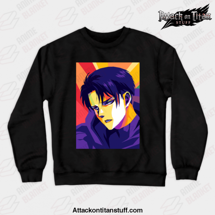 levi ackerman pop art sweatshirt black s 263 - Attack On Titan Merch