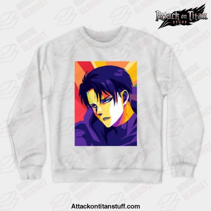 levi ackerman pop art sweatshirt white s 531 - Attack On Titan Merch