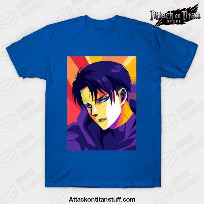 levi ackerman pop art t shirt blue s 543 - Attack On Titan Merch