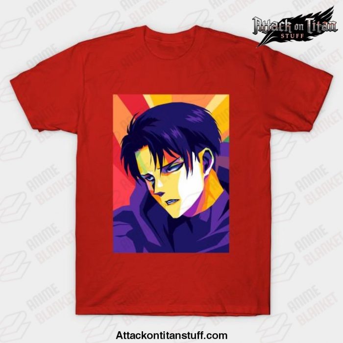 levi ackerman pop art t shirt red s 692 - Attack On Titan Merch