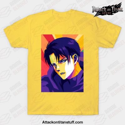 levi ackerman pop art t shirt yellow s 792 - Attack On Titan Merch