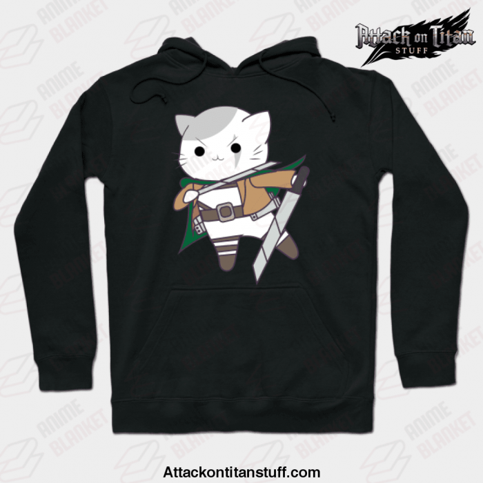 levi cat attack on titan hoodie black s 967 - Attack On Titan Merch