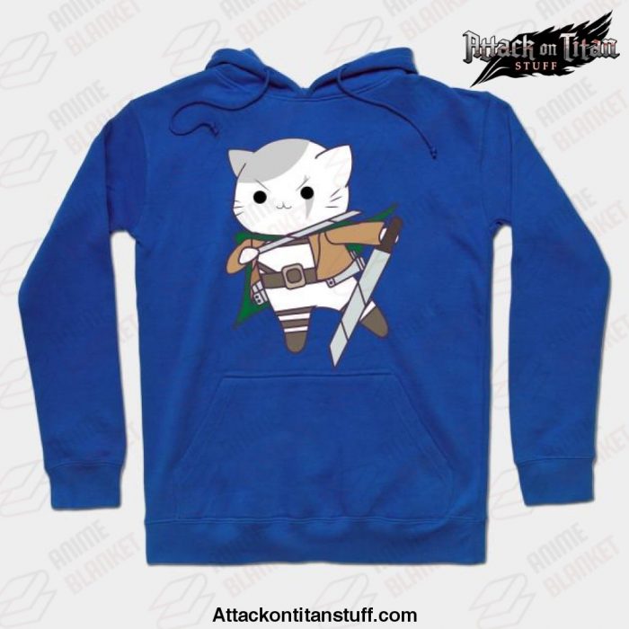 levi cat attack on titan hoodie blue s 569 - Attack On Titan Merch