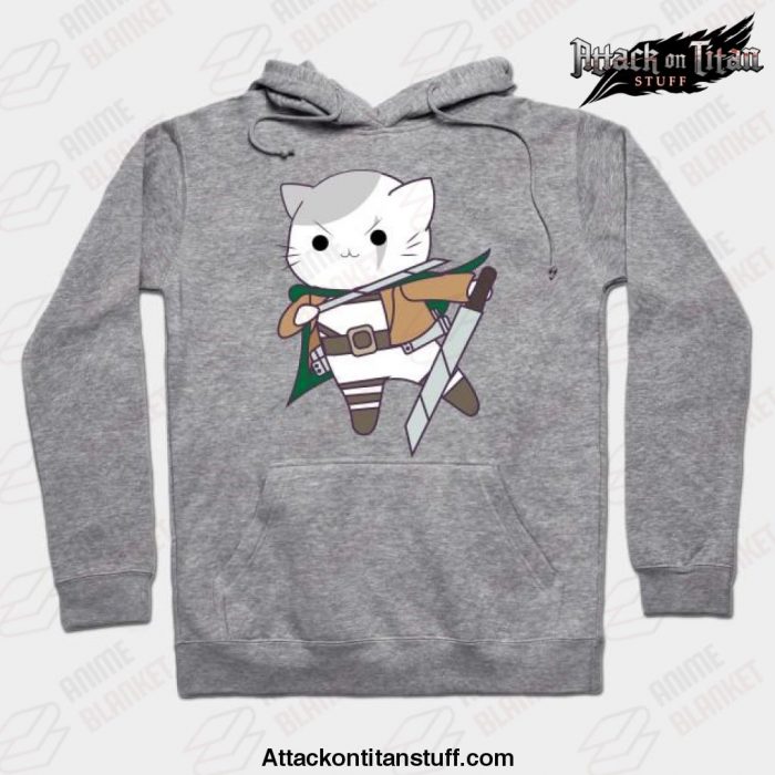 levi cat attack on titan hoodie gray s 801 - Attack On Titan Merch