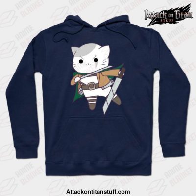 levi cat attack on titan hoodie navy blue s 984 - Attack On Titan Merch