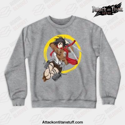 mikasa attack on titan crewneck sweatshirt gray s 329 - Attack On Titan Merch