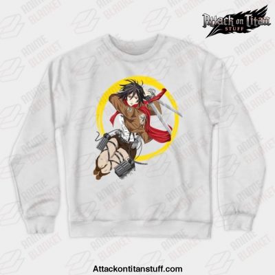 mikasa attack on titan crewneck sweatshirt white s 369 - Attack On Titan Merch