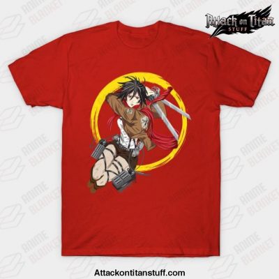 mikasa attack on titan t shirt red s 418 - Attack On Titan Merch